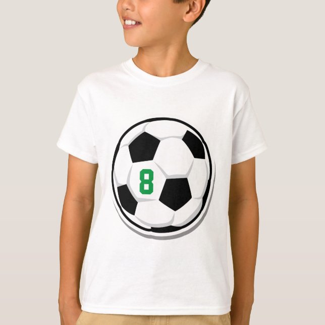 T-shirt Balle de football Blanc Noir Vert Enfants Numéro d (Devant)