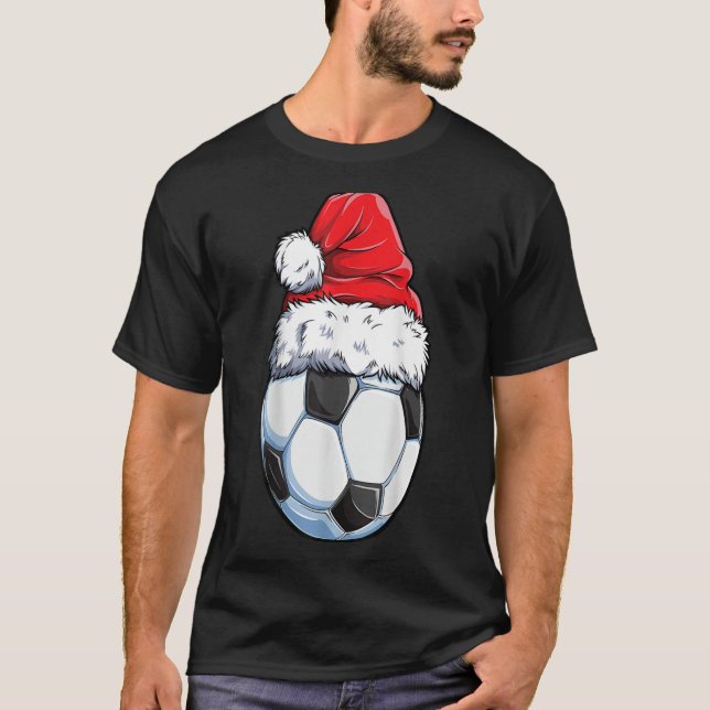 T-shirt Balle de football de Noël Chapeau de Noël Funny Sp (Devant)