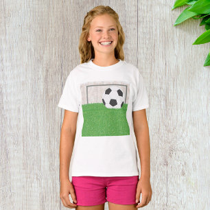 T-shirt Balle de football et poteau de but sur un terrain
