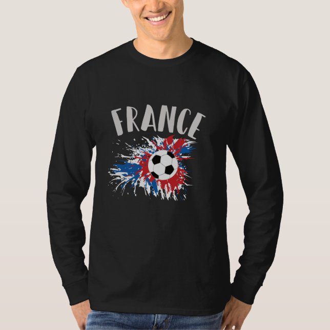 T-shirt Balle de football grunge drapeau de la France (Devant)