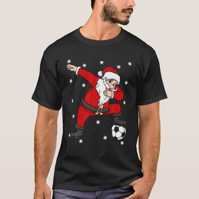 T-shirt Balle de football Noël Dabbing Santa Claus Sport P (Devant)