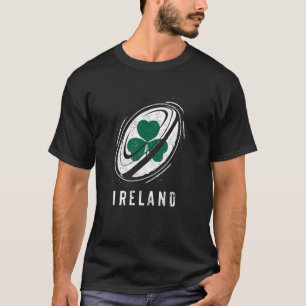 T-shirt Balle de Rugby et Trèfle Irlandais pour Fière Irla