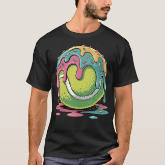 T-shirt Balle de tennis colorée dégoulinante de glace pour
