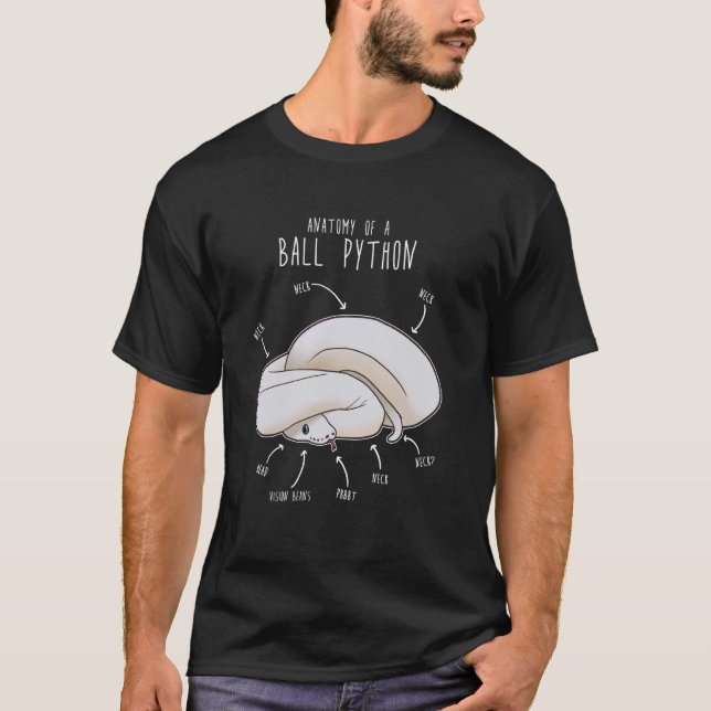 T-shirt Balle leucistique Python Anatomie Serpent blanc Fu (Devant)