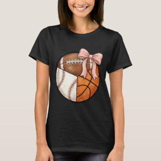 T-shirt Balle multisports rose noeud baseball football