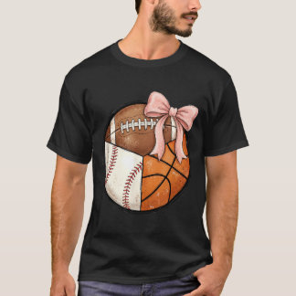 T-shirt Balle multisports rose noeud baseball football