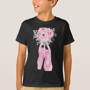 T-shirt Ballerina Pointe Chaussures Fleurs Ballet Danseur