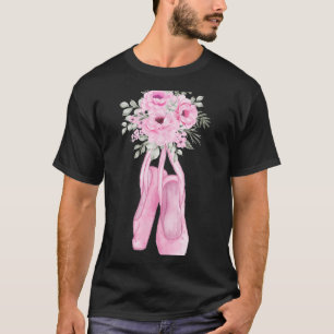 T-shirt Ballerina Pointe Chaussures Fleurs Ballet Danseur