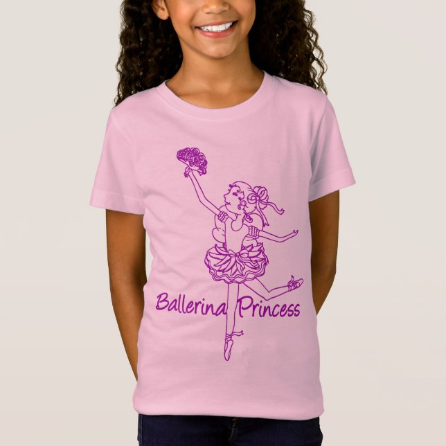 T-shirt Ballerina Princess aux contours roses (Devant)