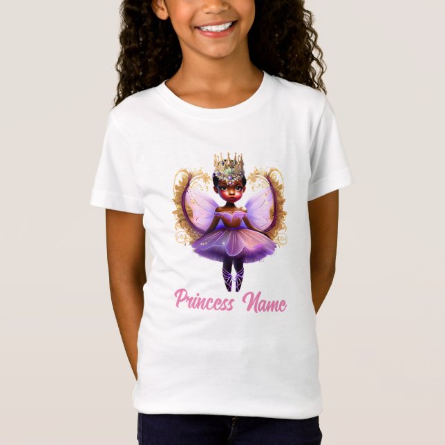 T-Shirt Ballerina princess fairy bande dessinée 3D melanin (Devant)