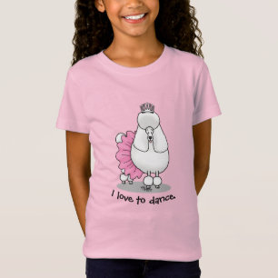 T-Shirt Ballerina Princess Poodle Dog (blanc)