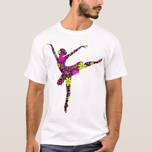 T-shirt Ballerine Fleur Colorée Pour Ballet