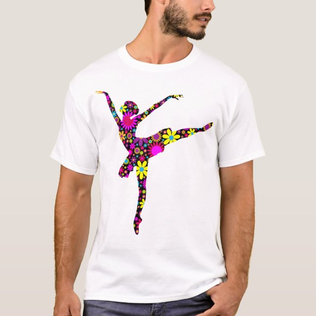 T-shirt Ballerine Fleur Colorée Pour Ballet (Devant)
