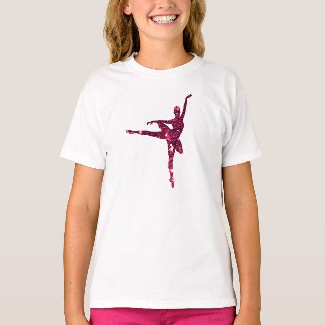 T-shirt Ballerine scintillante rose (Devant)