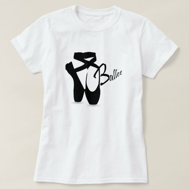 T-shirt Ballet Ballerina Black Pointe Chaussures Basic T (Design devant)
