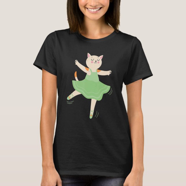 T-shirt Ballet Chat Ballerina Amour À Danse Ballet (Devant)
