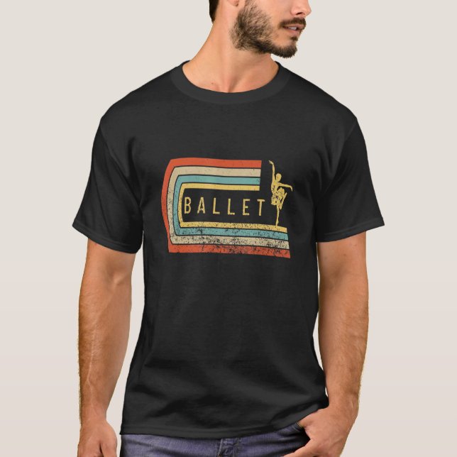 T-shirt Ballet Dancer Silhouette Distressed Retro Ballet (Devant)