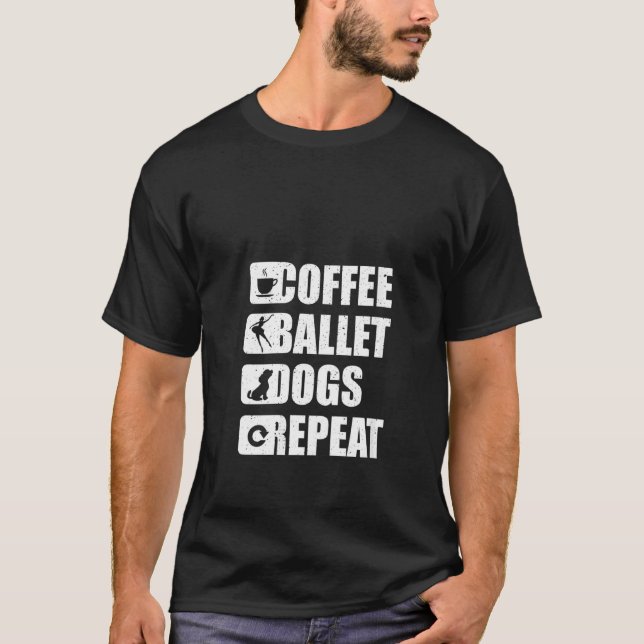 T-shirt Ballet Femmes Café Chiens Danser Cadeau Tutu Balle (Devant)