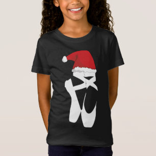 T-Shirt Ballet Pointe Chaussure Noël Santa Hat