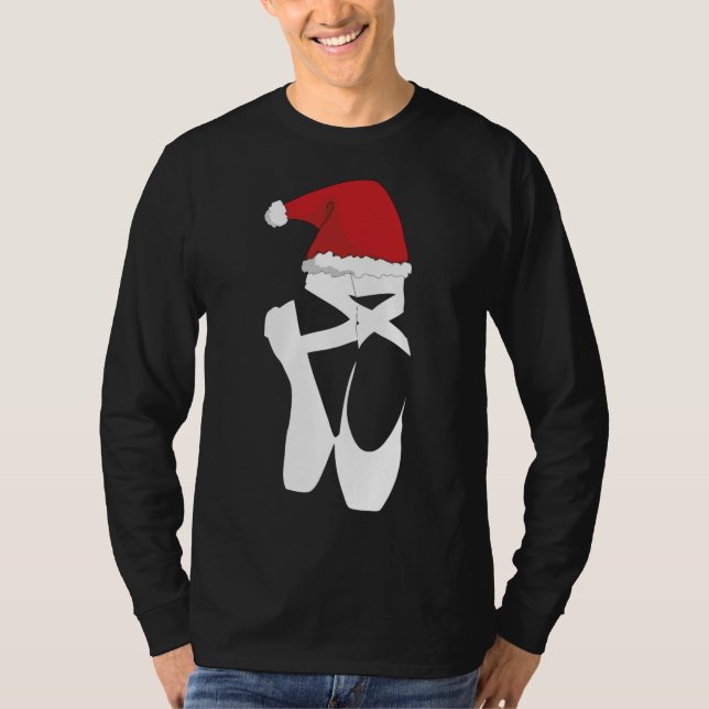 T-shirt Ballet Pointe Chaussure Noël Santa Hat (Devant)