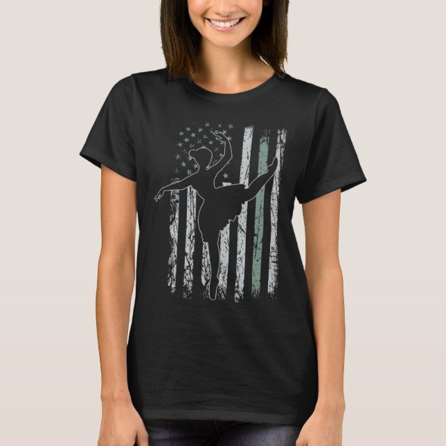 T-shirt Ballet Retro USA Flag Tutu 4th of July Ballet (Devant)