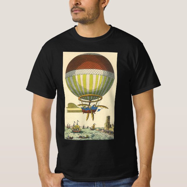 T-shirt Ballon à air chaud à vapeur de science-fiction vin (Devant)