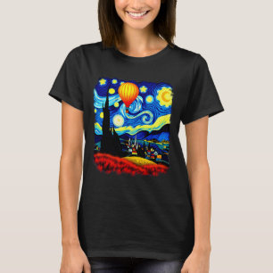 T-shirt Ballon à air chaud de style Van Gogh Nuit étoilée 