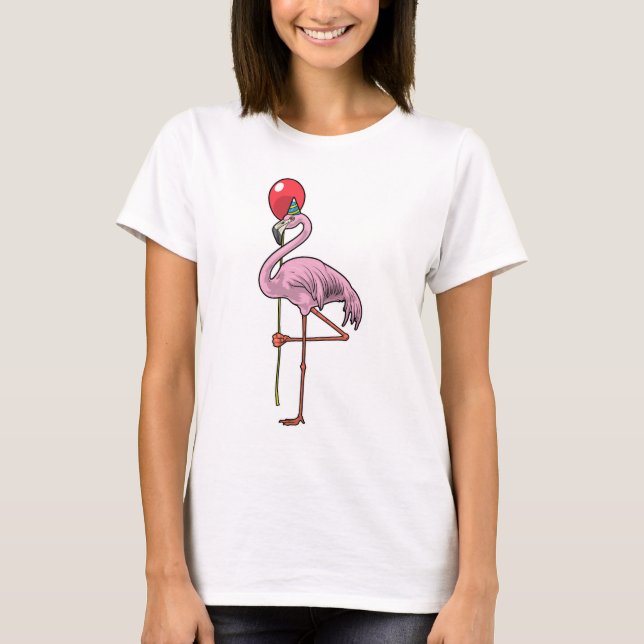 T-shirt Ballon d'anniversaire flamant rose (Devant)