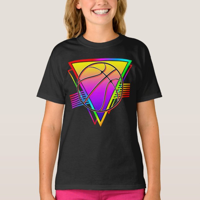 T-shirt Ballon de basket-ball rétro moderne (Devant)