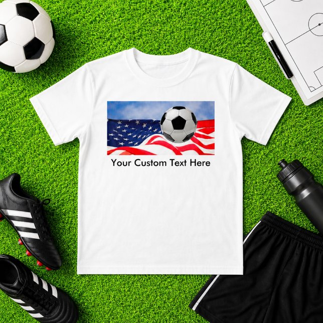 T-shirt Ballon de football pour enfants avec drapeau améri (Créateur téléchargé)