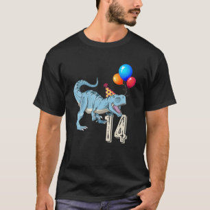 T-shirt Ballon Dinosaure T Rex 14e Anniversaire Enfant Gar