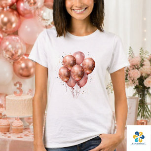 T-shirt ballon en or rose aquarelle