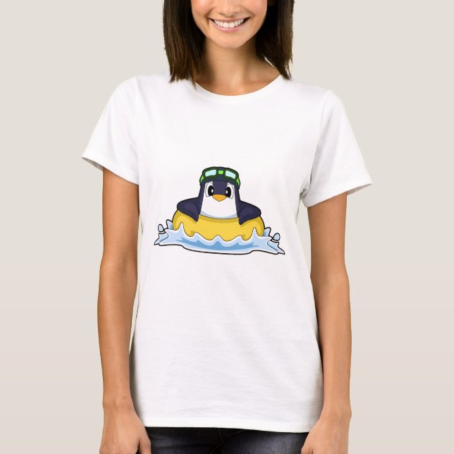 T-shirt Ballon gonflable pingouin natation Été (Devant)