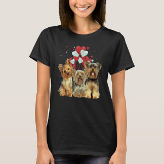 T-shirt Ballon Saint-Valentin Amour Cœur Yorkshire Terrier