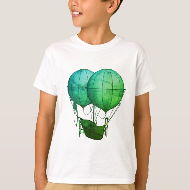 T-shirt Ballons à air chaud Steampunk avec vert de navire (Devant)