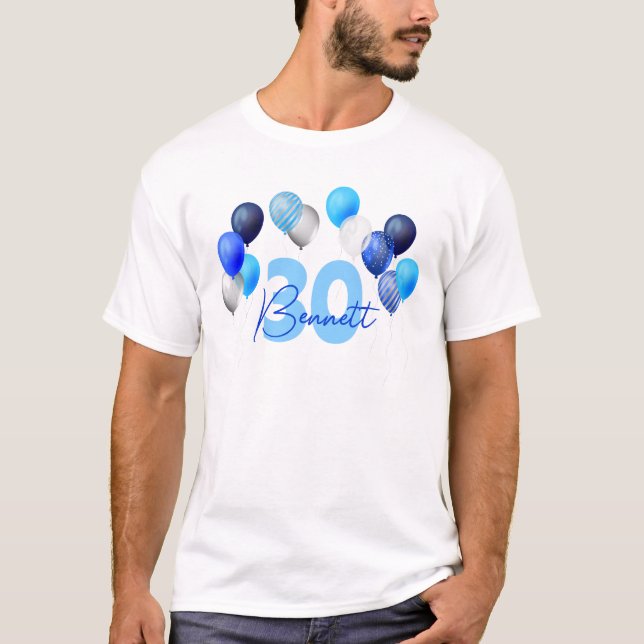 T-shirt Ballons Bleus Anniversaires (Devant)