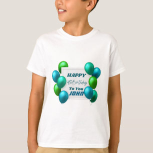 T-shirt Ballons Bleus et Verts 4ème Anniversaire Nom Perso