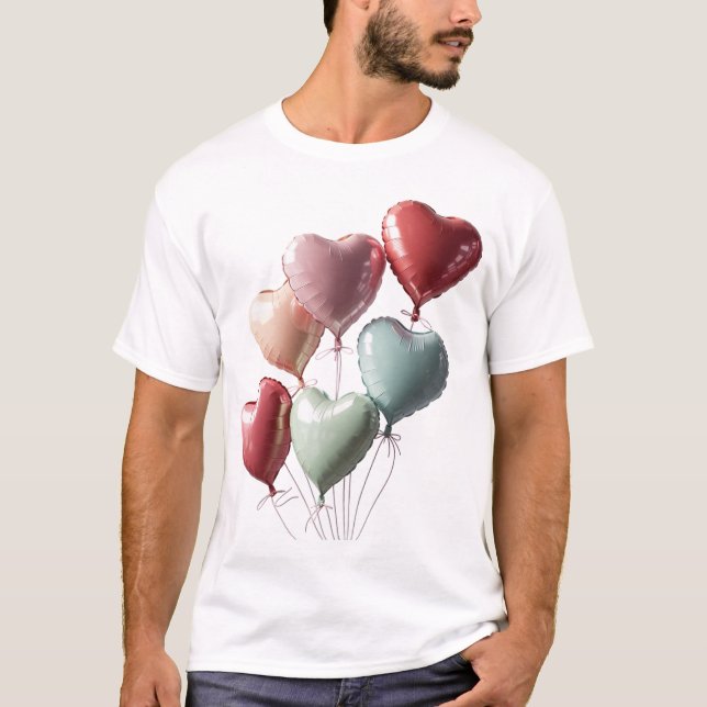 T-shirt 🎈 Ballons cardiaques 3D étonnants : Parfait pour  (Devant)