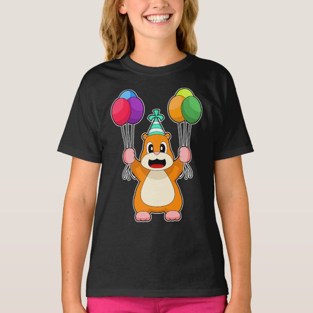 T-shirt Ballons d'anniversaire de Hamster (Devant)