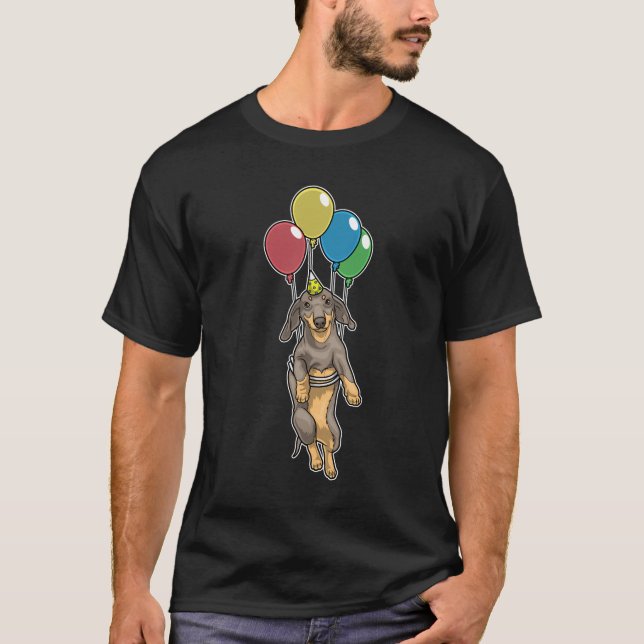 T-shirt Ballons d'anniversaire pour teckel (Devant)