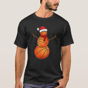 T-shirt Ballons de basket de Noël amusant Père Noël Snowma