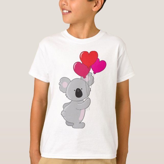 T-shirt Ballons de coeur de koala (Devant)