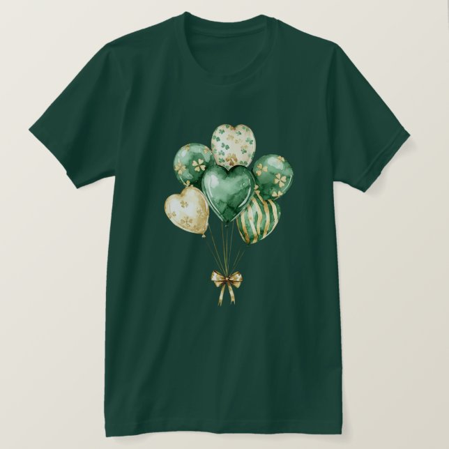 T-shirt Ballons de fête Trèfle Or Vert (Design devant)