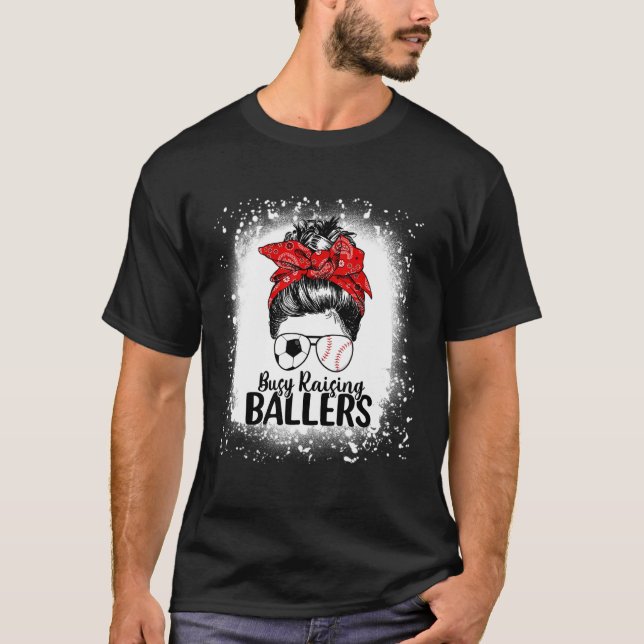 T-shirt Ballons de levage occupés Messy Bun de baseball de (Devant)