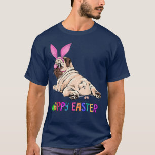 T-shirt Ballons de Pâques de lapin de chien de Carlin amus