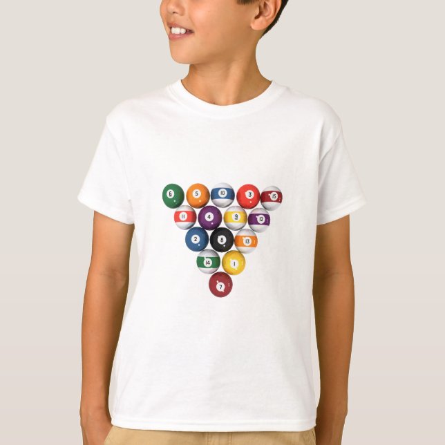 T-shirt Ballons de piscine / Billard : Modèle 3D: (Devant)