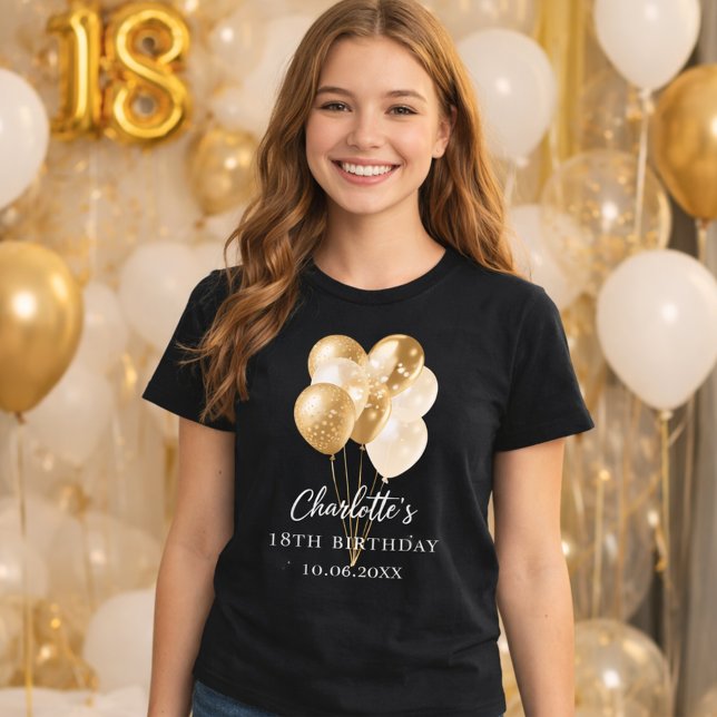 T-shirt Ballons d'or noir d'anniversaire (Créateur téléchargé)