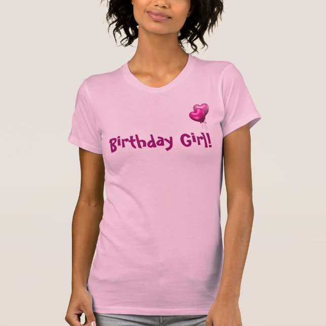 T-shirt Ballons roses, fille d'anniversaire ! (Devant)