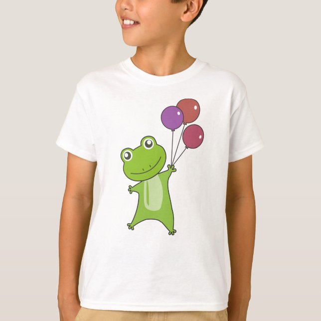 T-shirt Ballons verts grenouille Animaux amusants Enfants (Devant)