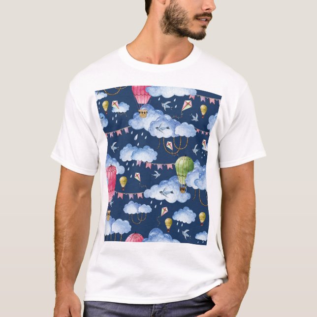 T-shirt Ballons Whimsical : Motif de nuage d'aquarelle (Devant)